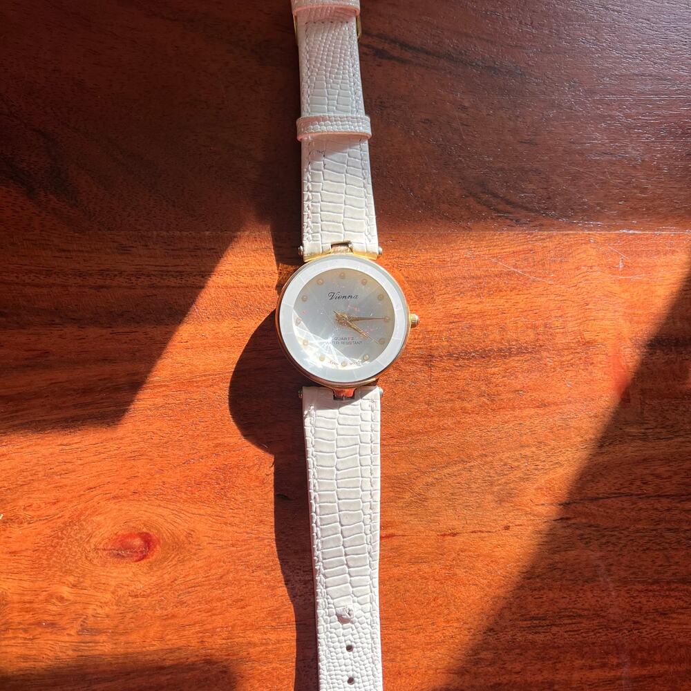 Vintage Vienna Yves Laffond Watch Women's White and Gold Quartz Water Resistant